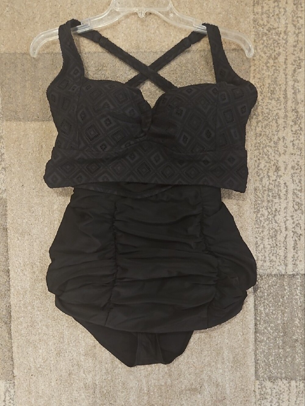 torrid 2-piece Black Longline Swim Top with Ruched Skirt Bottom